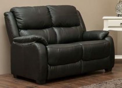 Parker Leather 2 Seater Fixed Sofa - Black