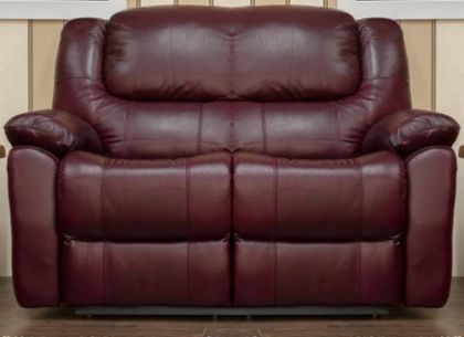 Parker Leather 2 Seater Fixed Sofa - Wine
