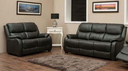 Parker Leather Fixed Sofa Suite 3+1+1 - Black