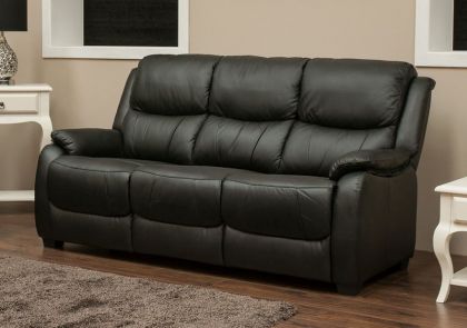 Parker Leather 3 Seater Sofa - Black