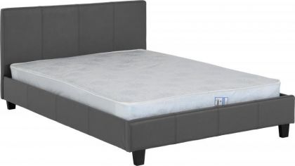 Prado Leather Double Bed 4ft 6in - Grey