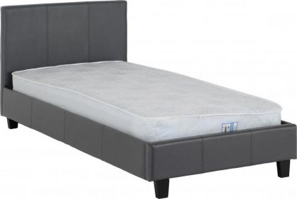 Prado Storage Leather Single Bed 3ft - Grey
