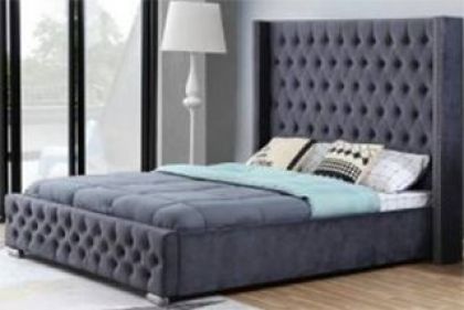 Princess Fabric Double Bed 4ft 6in - Dark Grey