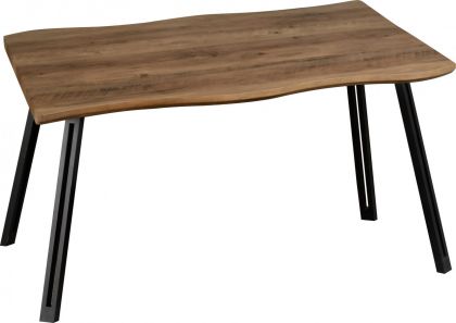 Quebec Wave Edge Dining Table - Medium Oak Effect / Black