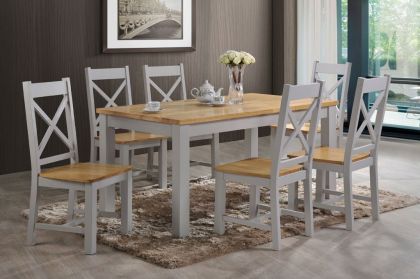 Rochester 5ft Dining Set with 6 Chairs - Grey & Oak