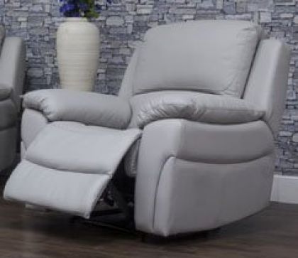 Serena Leather 1 Seater Recliner Sofa - Pearl Grey