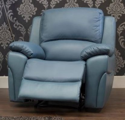 Serena Leather 1 Seater Recliner Sofa - Sky Blue