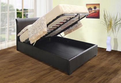 Savon Storage Leather Double Bed 4ft 6in - Black