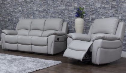 Serena Leather Recliner Suite 3+1+1 - Pearl Grey