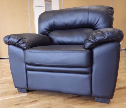 Silvia Leather GEL 1 Seater Sofa - Black