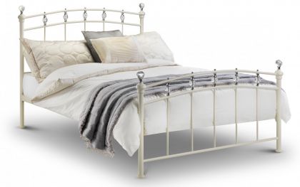 Sophie Metal Double Bed 4'6ft - Stone White
