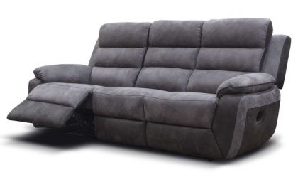 Urban Fabric Recliner Sofa Suite 3RR+R+R - Grey / Charcoal