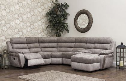 Urban Recliner Corner Sofa Chaise - Brown / Grey