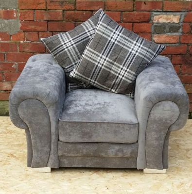 Verona Fabric 1 Seater Sofa - Silver / Grey SCATTER BACK