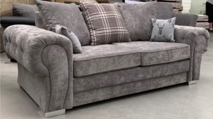 Verona Fabric 3 Seater SOFA BED - Silver / Grey SCATTER BACK