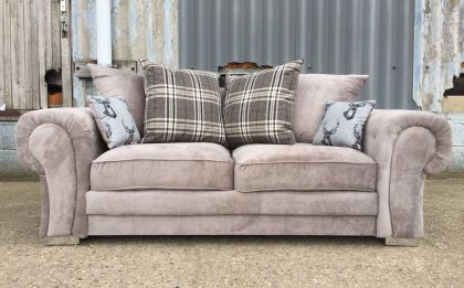 Verona Fabric 3 Seater Sofa - Beige / Mink SCATTER BACK