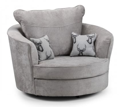 Verona Fabric Swivel Chair - Grey