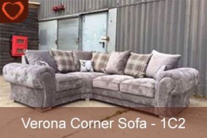 Verona Fabric Corner Sofa 1C2 - Silver / Grey SCATTER BACK