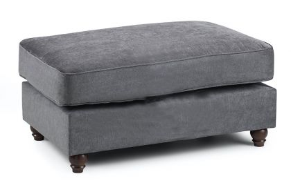 Windsor Fabric Footstool - Dark Grey