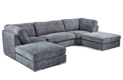 Ashby U Shaped Fabric Corner Sofa - Grey