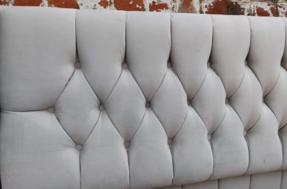 Ballygalley Fabric Small Double 4ft Chesterfield Headboard 24" - Silver