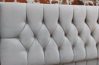 Ballygalley Fabric Small Double 4ft Chesterfield Headboard 36" - Silver