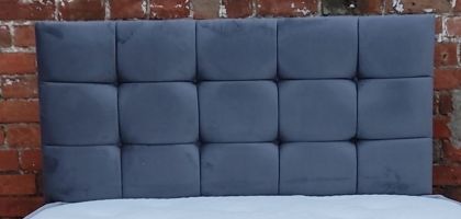 Ballygalley Fabric Double 4ft 6in Cube Headboard 24 inch - Plush Charcoal 