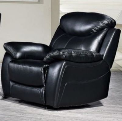 Bradshaw Leather 1 Seater Recliner Sofa - Black