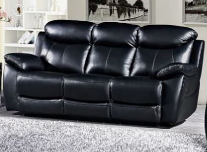 Bradshaw Leather 3 Seater Recliner Sofa - Black
