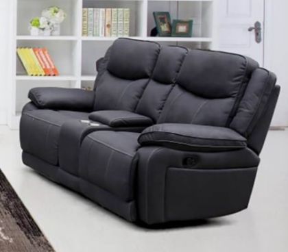 Brody Fabric Recliner 2 Seater Sofa with Cupholder - Dark Grey ASH