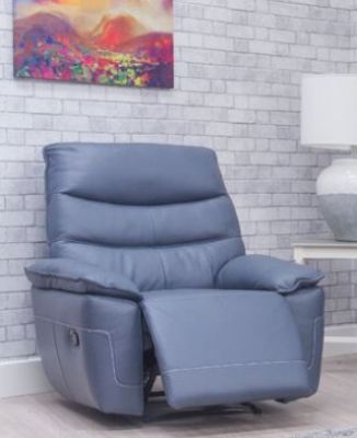 Cadiz Leather 1 Seater Recliner Sofa - Smoke Blue