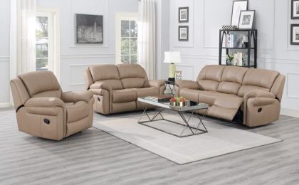 Exeter Fabric Recliner Suite 3+1+1 - Sand