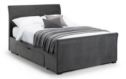 Capri Fabric Super Kingsize Bed 6ft with Drawers - Dark Grey