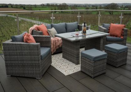 Casa Grey Sofa Garden Dining Set - 7 Seat