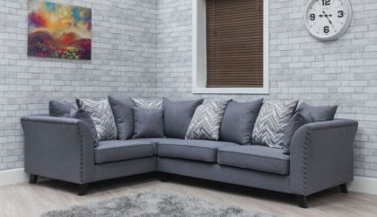 Cassia Fabric Corner Suite LHF - Steel