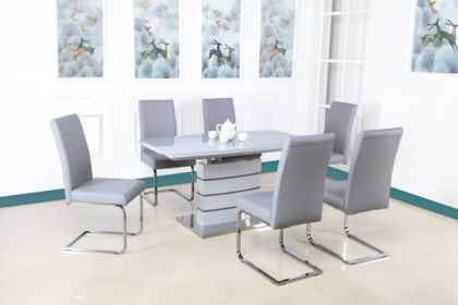Chantelle Extending Dining Table with 6 Chairs - Grey