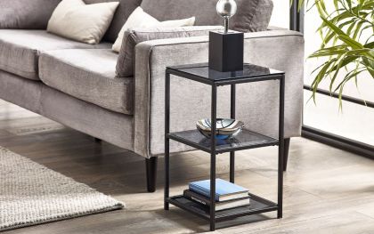 Chicago Tall Narrow Side Table - Smoked Glass