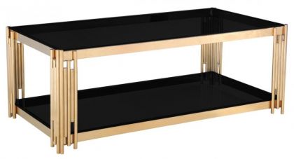 Black glass and gold coffee outlet table