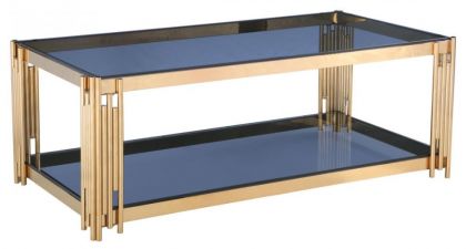 Cleveland Grey Glass Coffee Table - Gold