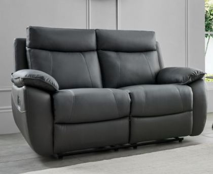 Decadence Leather 2 Seater Sofa - Dark Grey