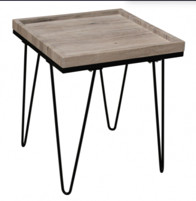 Deco Lamp Table With Black Metal Legs - Natural