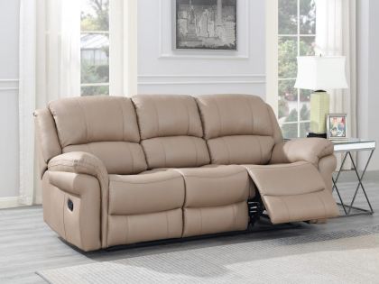 Exeter Fabric Recliner 3 Seater Sofa - Sand