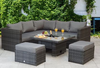 Gozo Grey Rising Table Garden Dining Set