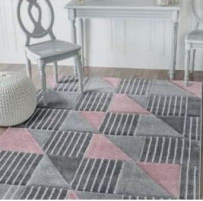 Handcarved Squared 120 x 170 Rug - Pink