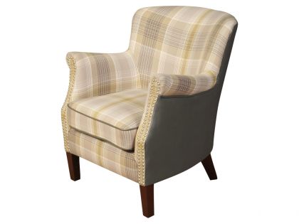Harlow Fabric Armchair - Yellow Check