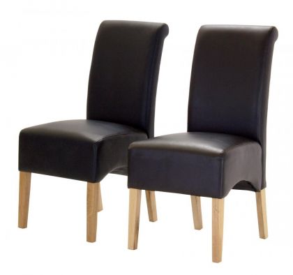 Hilton PU Chair with Oak Legs Black (Sold in 2s)
