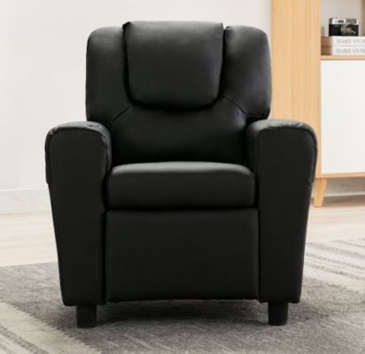 Kids Leather Recliner Chair - Black