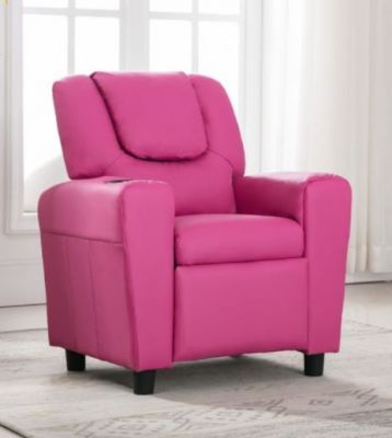 Kids Leather Recliner Chair - Pink