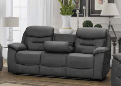 Leroy 3 Seater Recliner Suite - Grey (with Tray)
