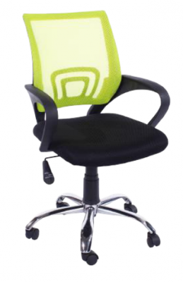 Loft Study Chair In Lime Green Mesh Back - Black